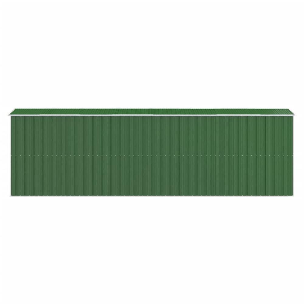 Garden Shed Green 75.6"x271.3"x87.8" Galvanized Steel. Picture 4