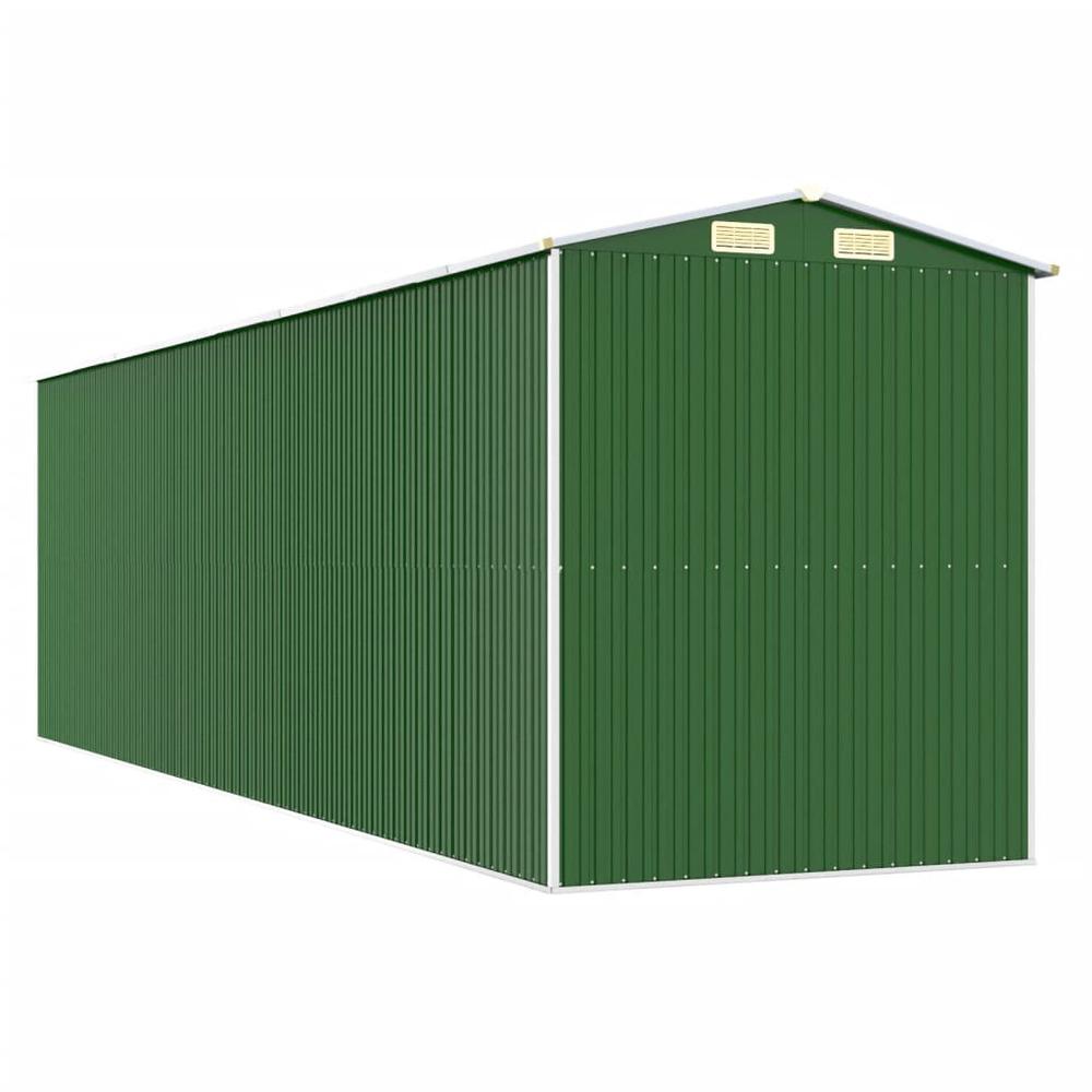 Garden Shed Green 75.6"x271.3"x87.8" Galvanized Steel. Picture 5
