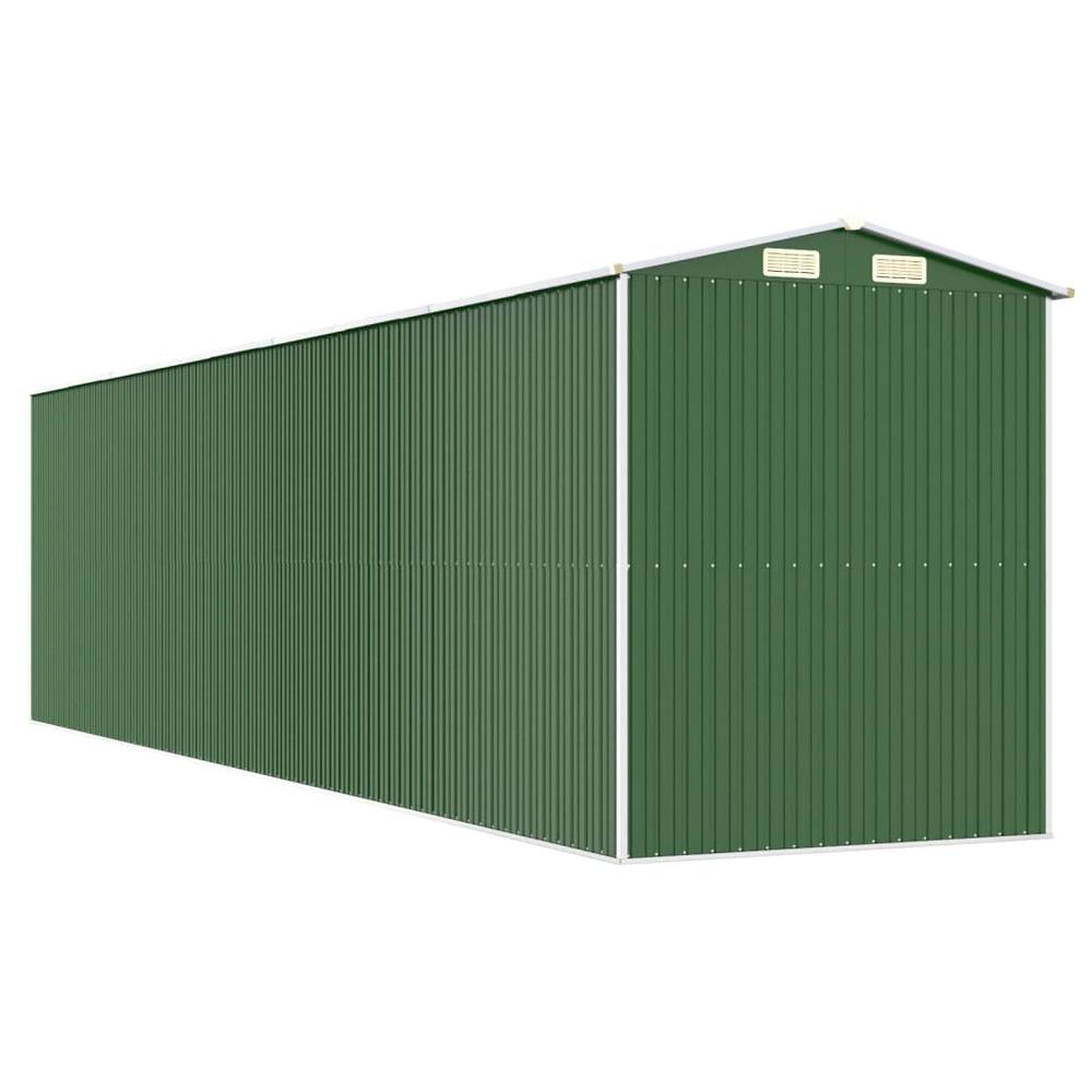 Garden Shed Green 75.6"x303.9"x87.8" Galvanized Steel. Picture 5