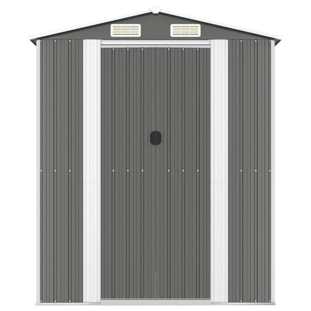 Garden Shed Light Gray 75.6"x75.2"x87.8" Galvanized Steel. Picture 2