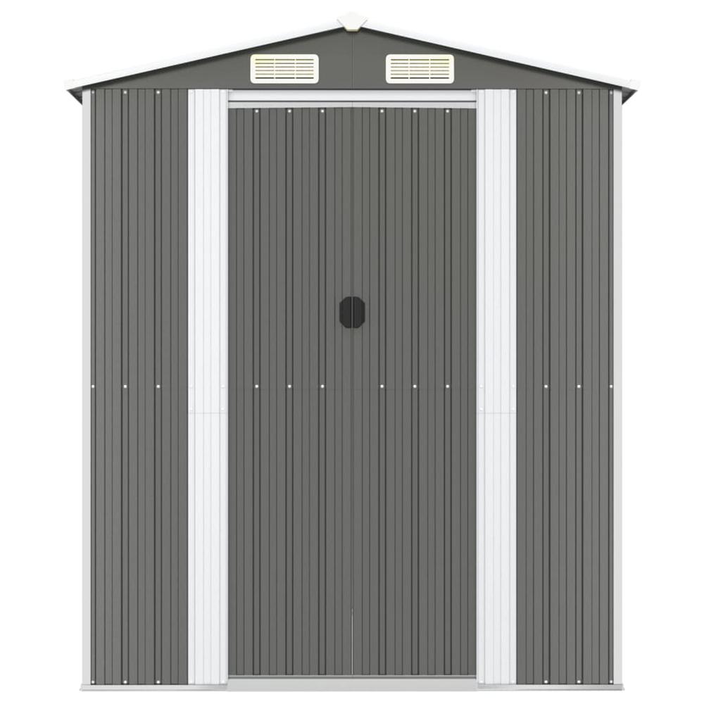 Garden Shed Light Gray 75.6"x140.6"x87.8" Galvanized Steel. Picture 2