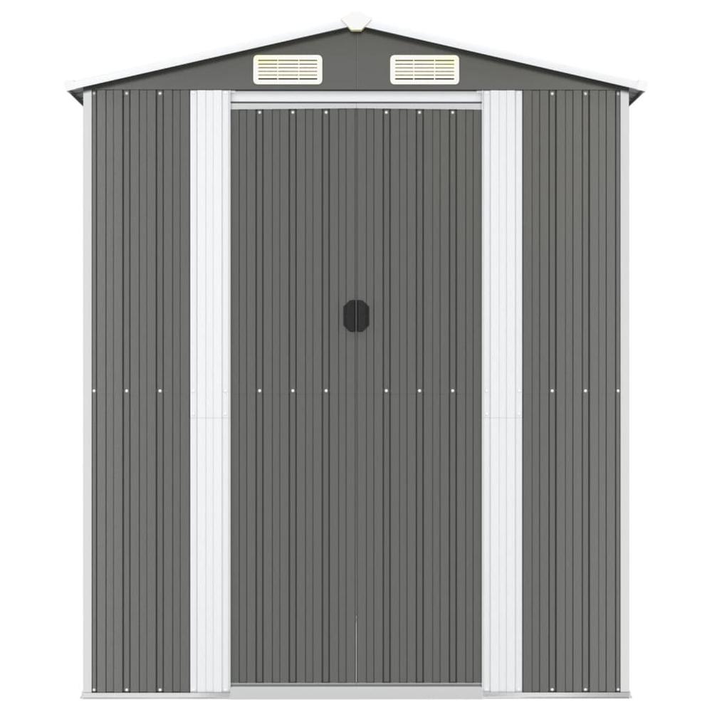 Garden Shed Light Gray 75.6"x173.2"x87.8" Galvanized Steel. Picture 2