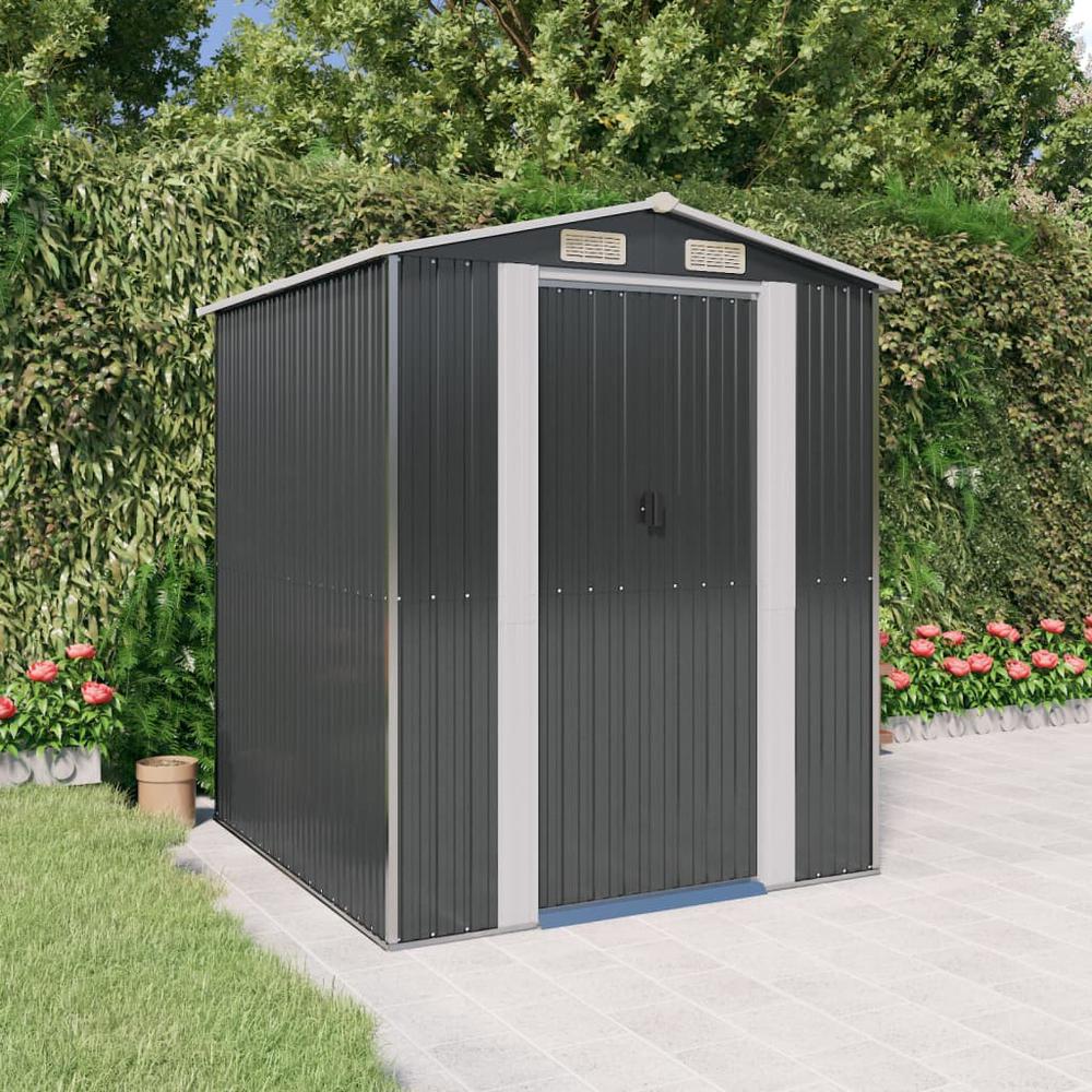 Garden Shed Anthracite 75.6"x75.2"x87.8" Galvanized Steel. Picture 7