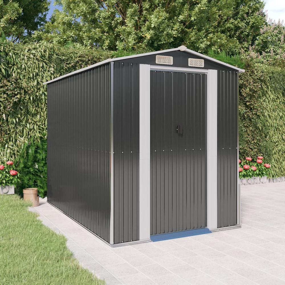 Garden Shed Anthracite 75.6"x107.9"x87.8" Galvanized Steel. Picture 8