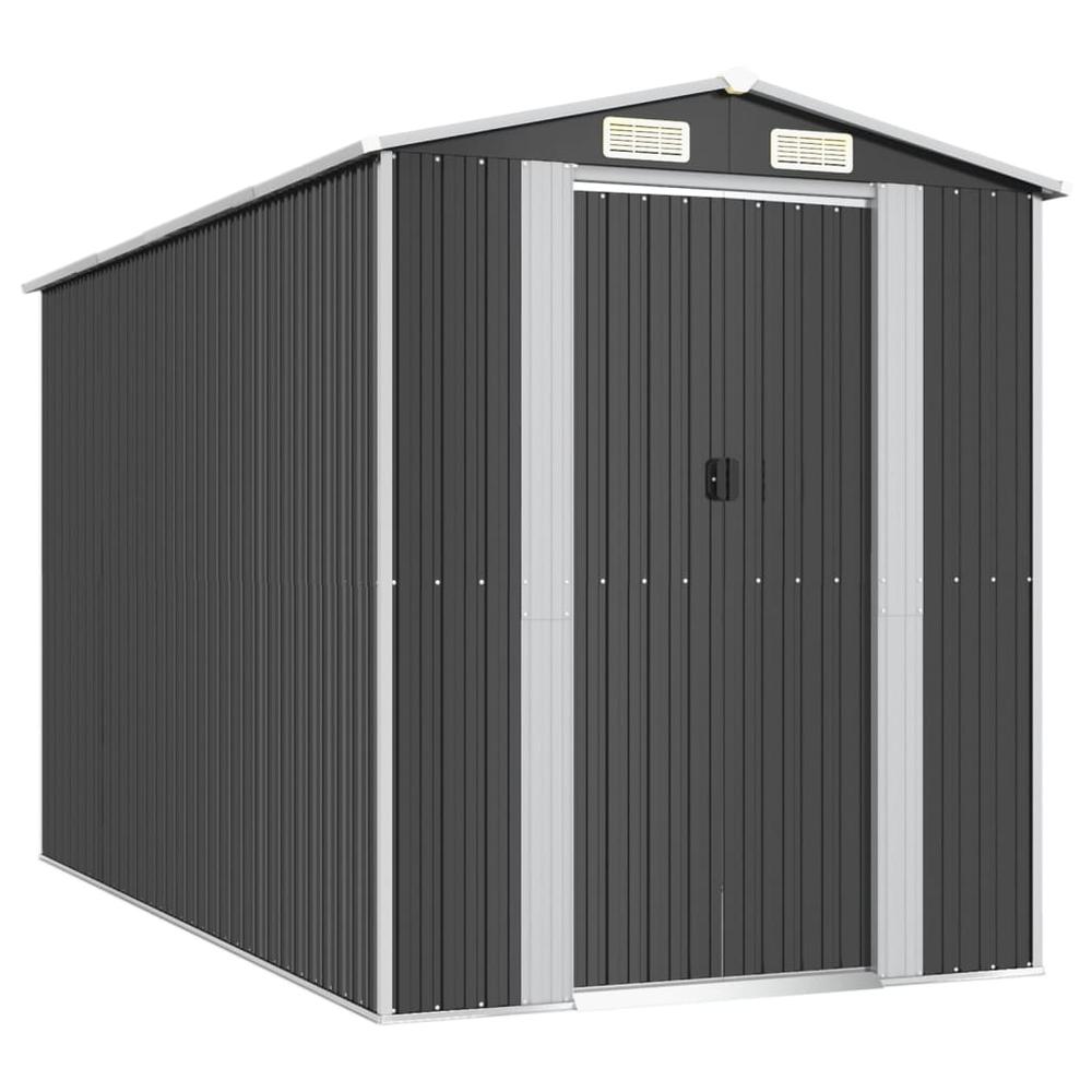 Garden Shed Anthracite 75.6"x140.6"x87.8" Galvanized Steel. Picture 1