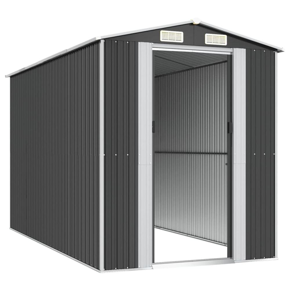 Garden Shed Anthracite 75.6"x140.6"x87.8" Galvanized Steel. Picture 3