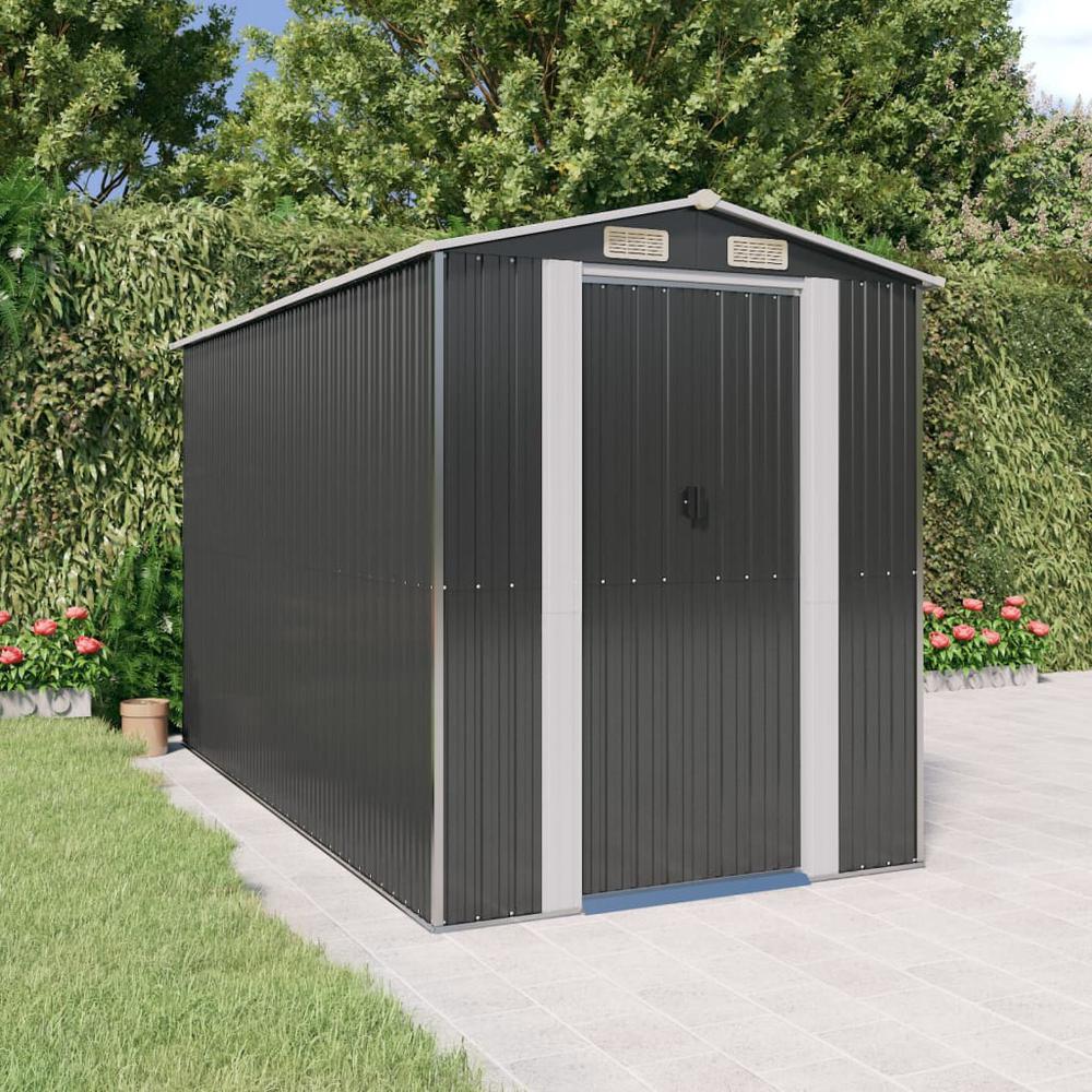 Garden Shed Anthracite 75.6"x140.6"x87.8" Galvanized Steel. Picture 8