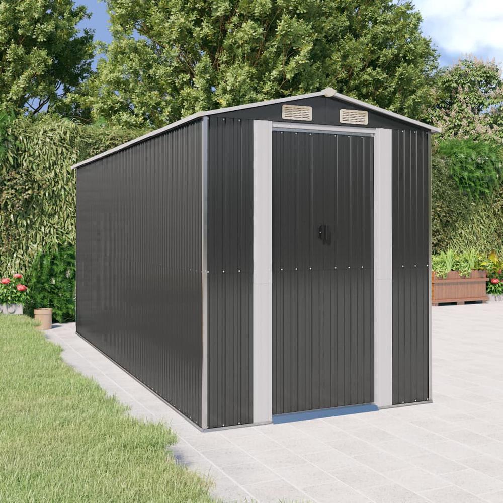 Garden Shed Anthracite 75.6"x173.2"x87.8" Galvanized Steel. Picture 8