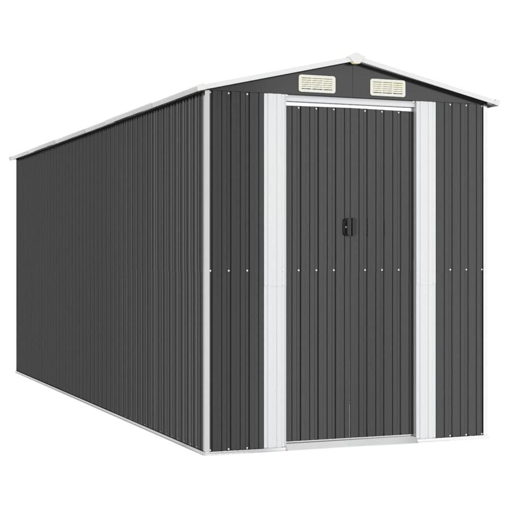 Garden Shed Anthracite 75.6"x205.9"x87.8" Galvanized Steel. Picture 1