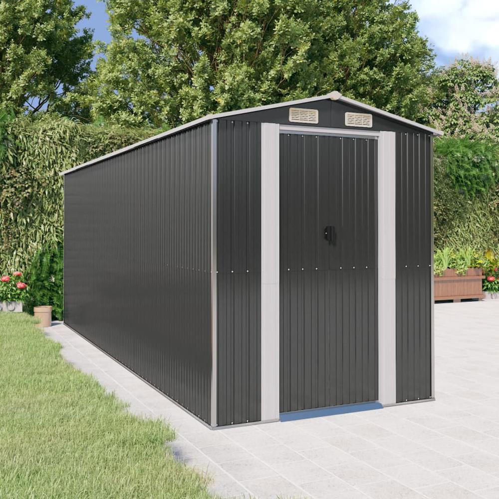 Garden Shed Anthracite 75.6"x205.9"x87.8" Galvanized Steel. Picture 8