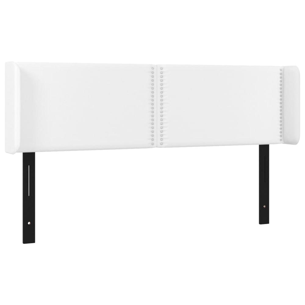 Headboard with Ears White 57.9"x6.3"x30.7"/34.6" Faux Leather. Picture 1