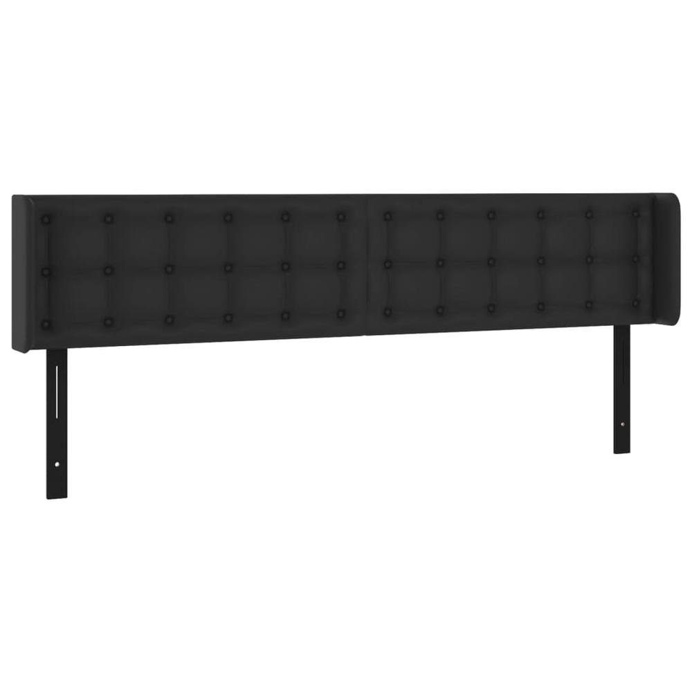 Headboard with Ears Black 64.2"x6.3"x30.7"/34.6" Faux Leather. Picture 1
