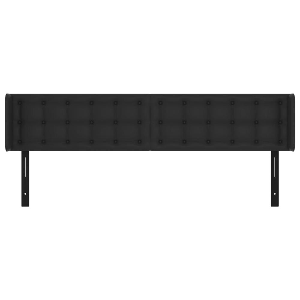 Headboard with Ears Black 64.2"x6.3"x30.7"/34.6" Faux Leather. Picture 2