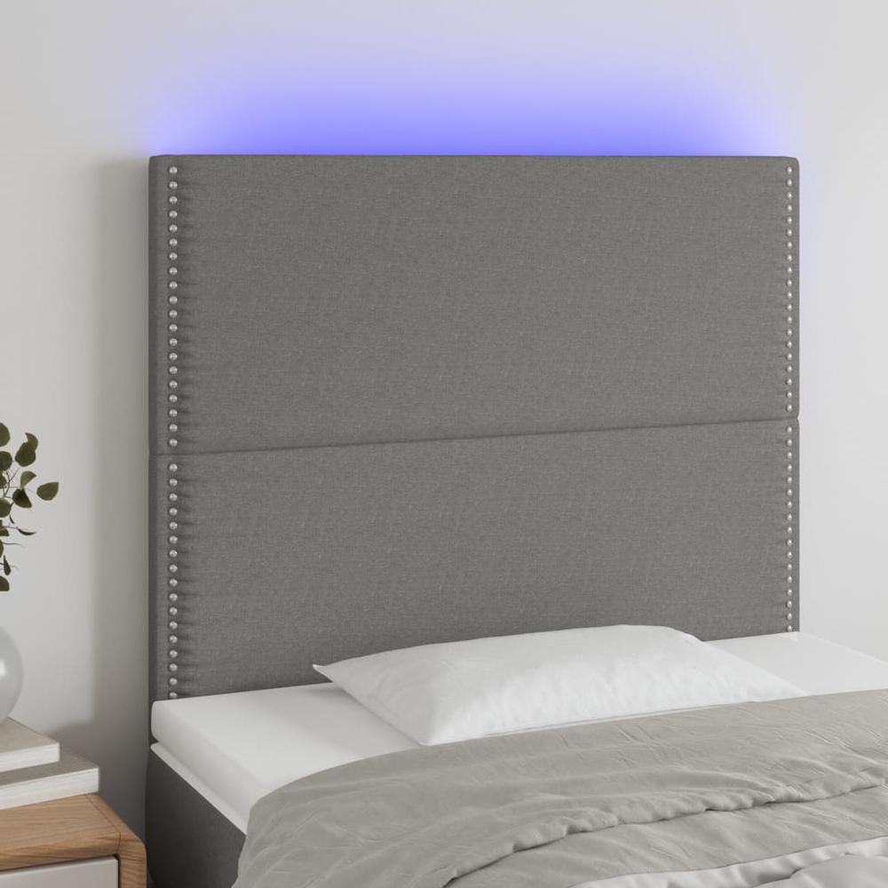 LED Headboard Dark Gray 39.4"x2"x46.5"/50.4" Fabric. Picture 6