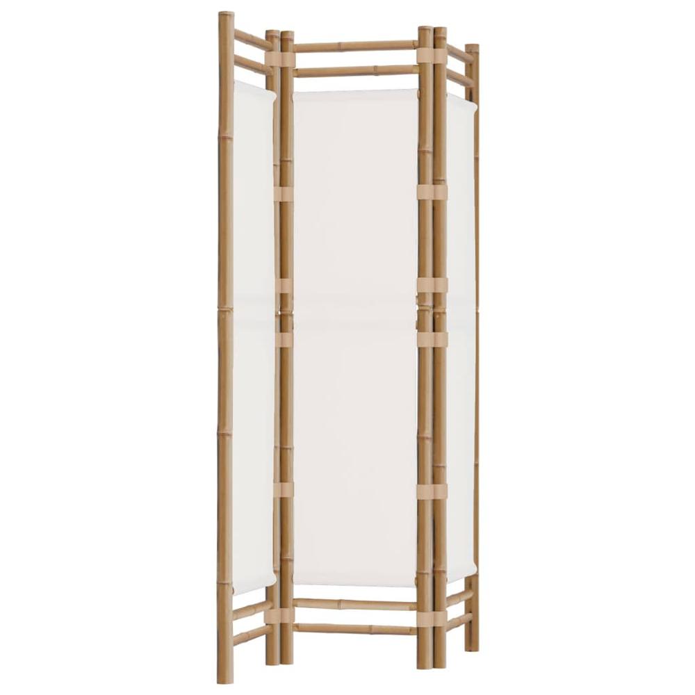 Folding 3-Panel Room Divider 47.2" Bamboo and Canvas. Picture 1