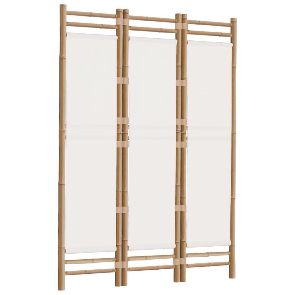 Folding 3-Panel Room Divider 47.2" Bamboo and Canvas. Picture 2