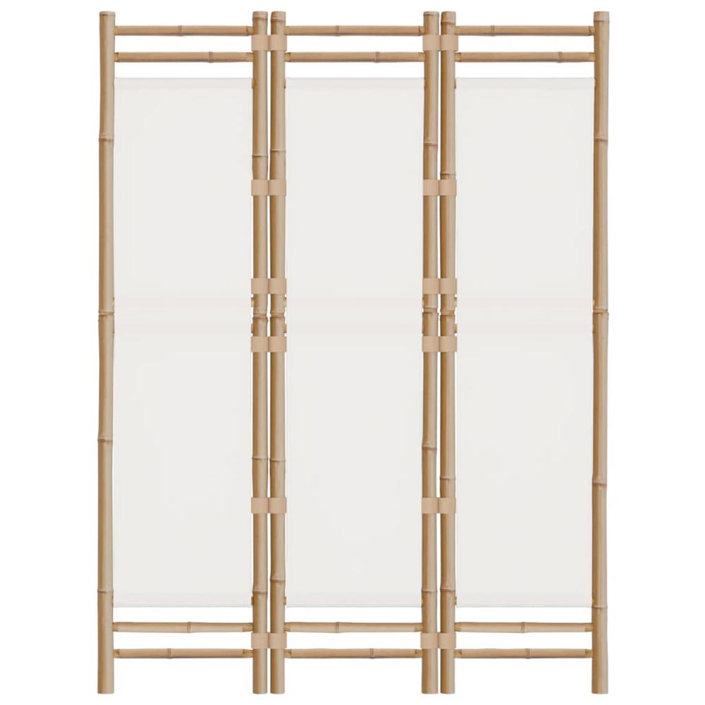 Folding 3-Panel Room Divider 47.2" Bamboo and Canvas. Picture 3