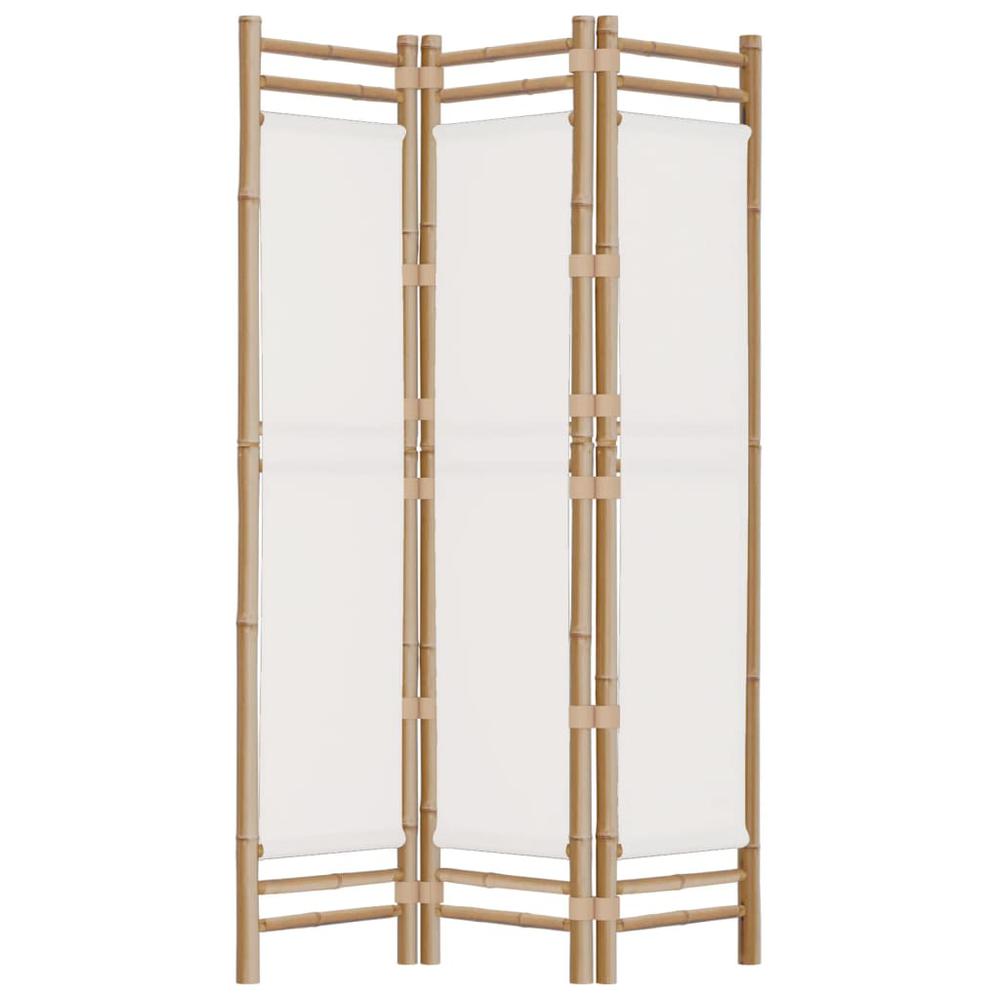 Folding 3-Panel Room Divider 47.2" Bamboo and Canvas. Picture 4