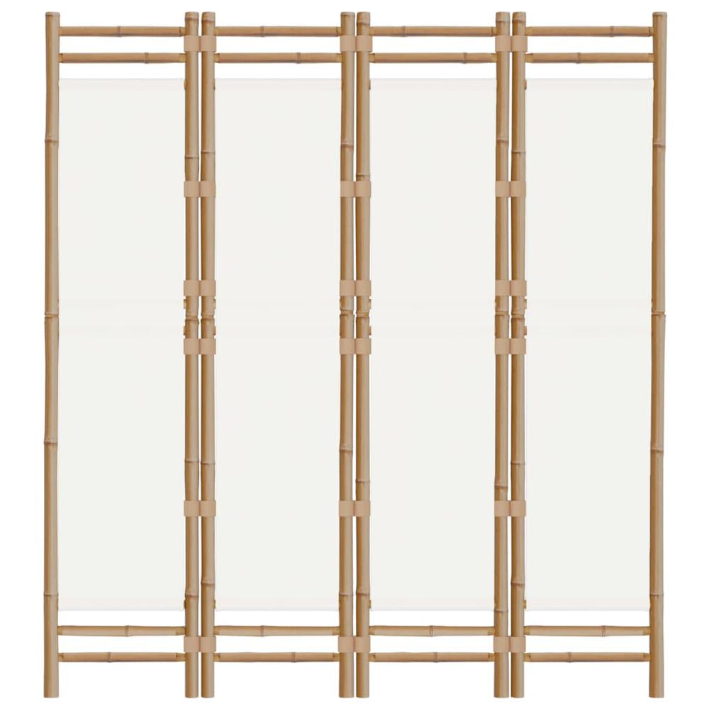 Folding 4-Panel Room Divider 63" Bamboo and Canvas. Picture 3
