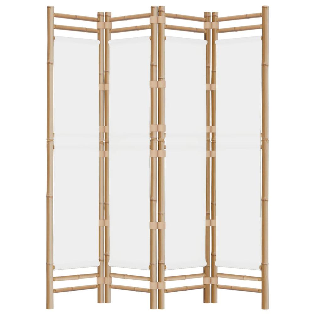 Folding 4-Panel Room Divider 63" Bamboo and Canvas. Picture 4