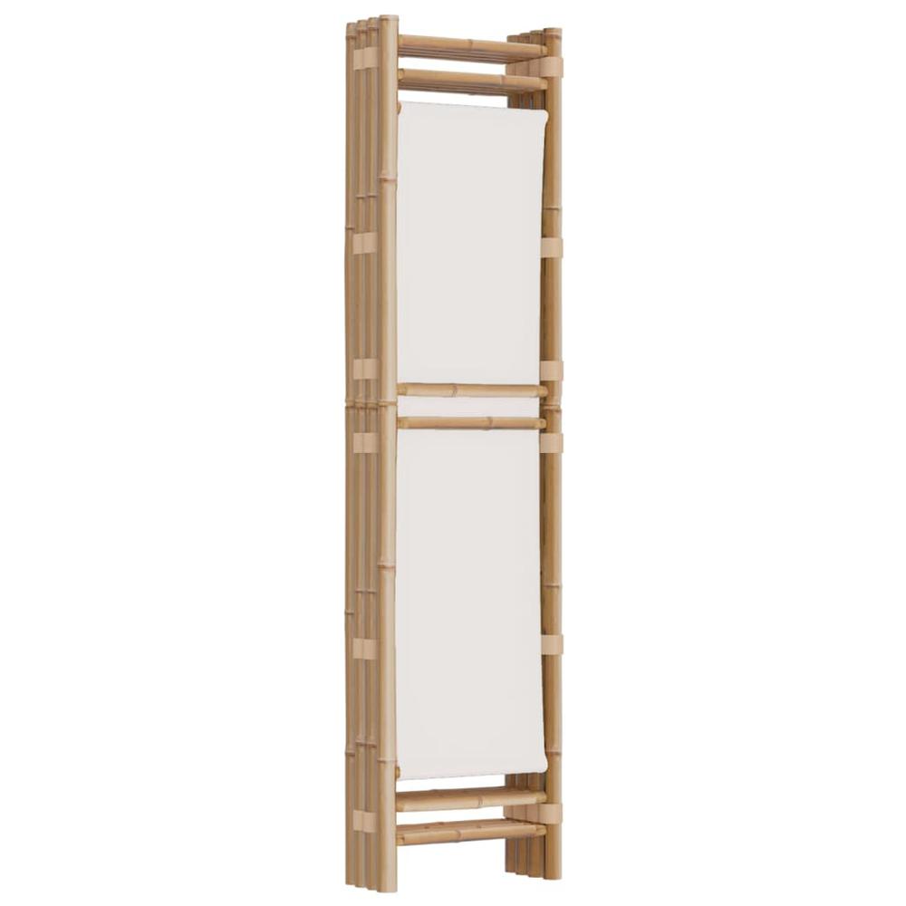 Folding 4-Panel Room Divider 63" Bamboo and Canvas. Picture 5