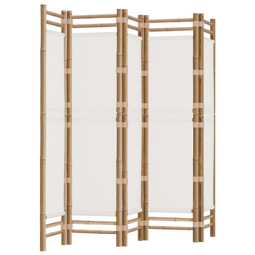 Folding 5-Panel Room Divider 78.7" Bamboo and Canvas. Picture 1