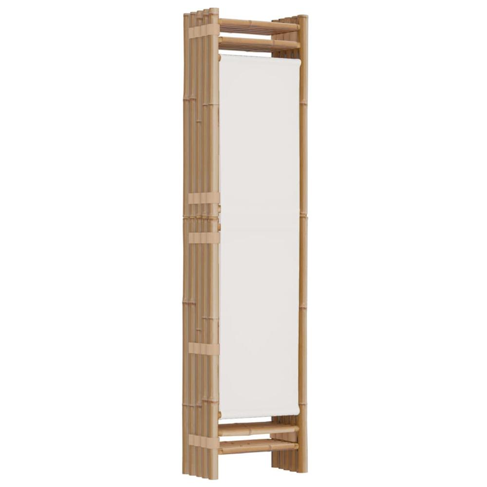Folding 5-Panel Room Divider 78.7" Bamboo and Canvas. Picture 5