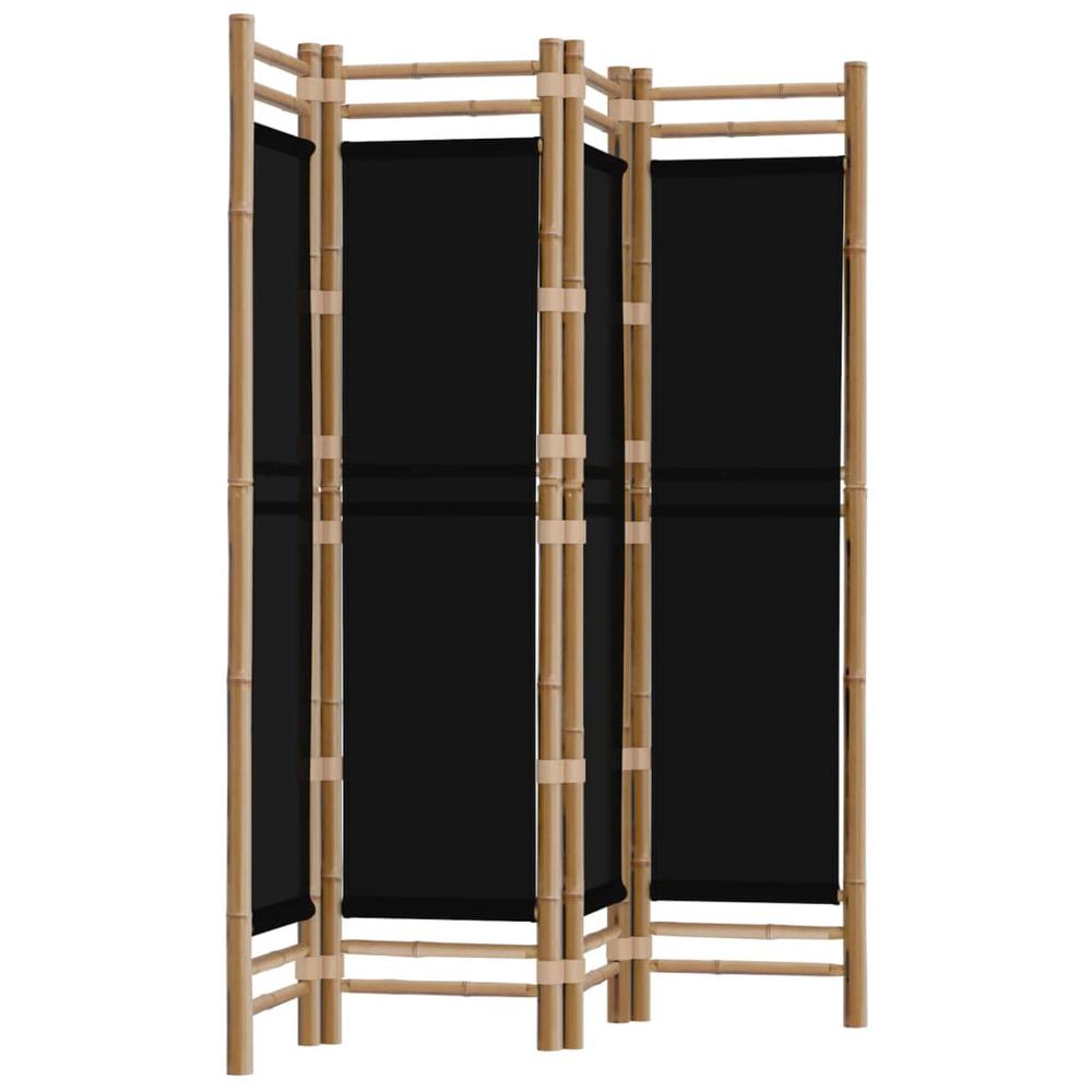 Folding 4-Panel Room Divider 63" Bamboo and Canvas. Picture 1