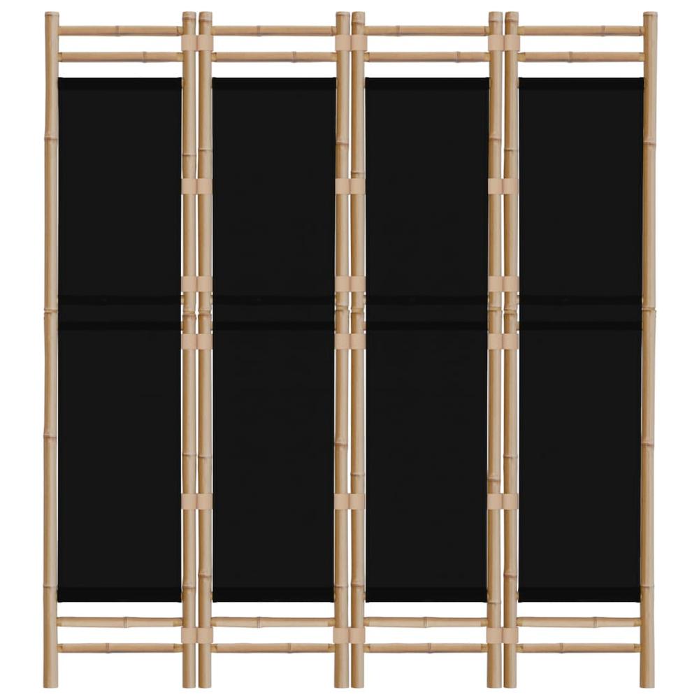Folding 4-Panel Room Divider 63" Bamboo and Canvas. Picture 3