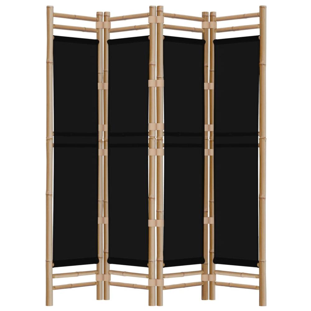 Folding 4-Panel Room Divider 63" Bamboo and Canvas. Picture 4