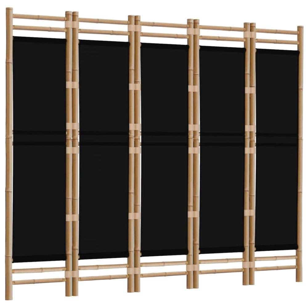 Folding 5-Panel Room Divider 78.7" Bamboo and Canvas. Picture 2