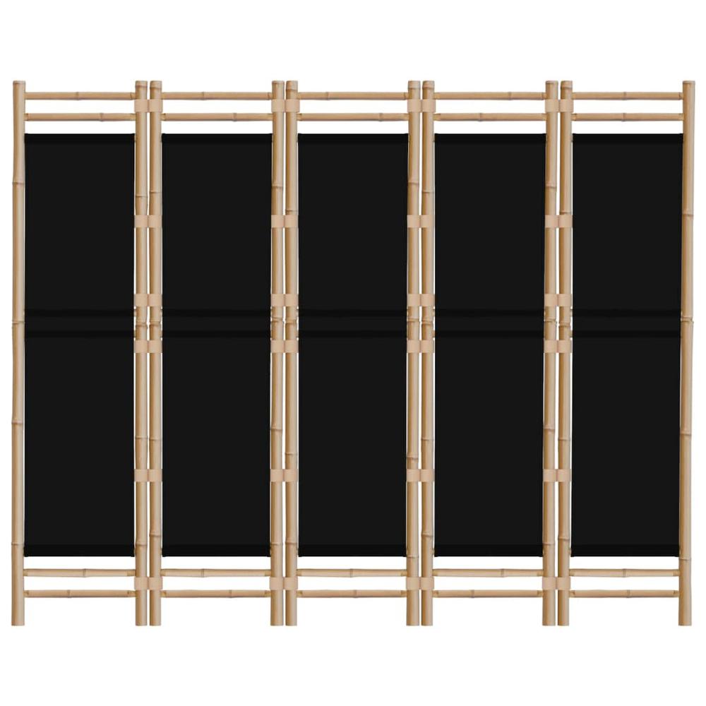 Folding 5-Panel Room Divider 78.7" Bamboo and Canvas. Picture 3