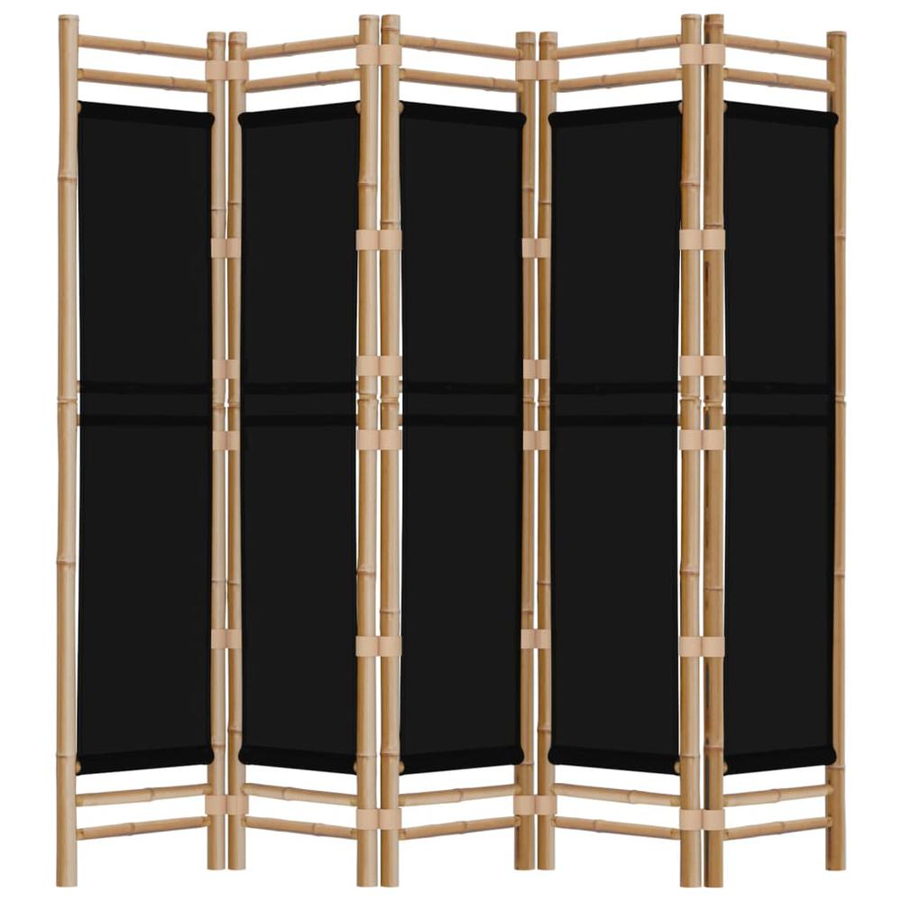 Folding 5-Panel Room Divider 78.7" Bamboo and Canvas. Picture 4