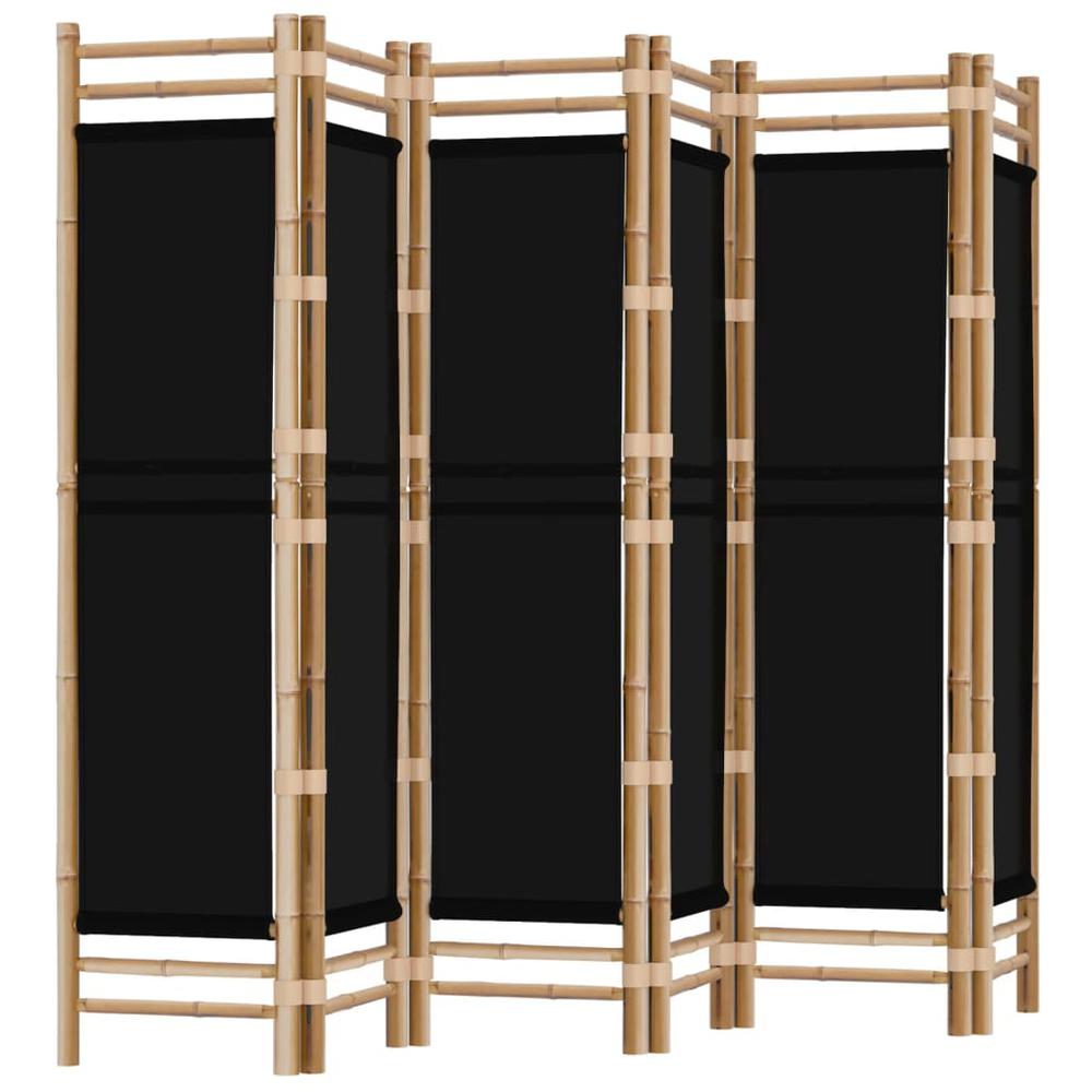 Folding 6-Panel Room Divider 94.5" Bamboo and Canvas. Picture 1