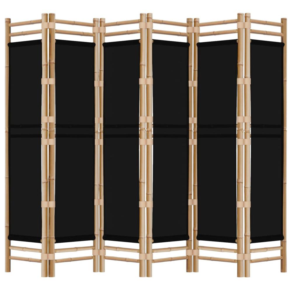 Folding 6-Panel Room Divider 94.5" Bamboo and Canvas. Picture 4
