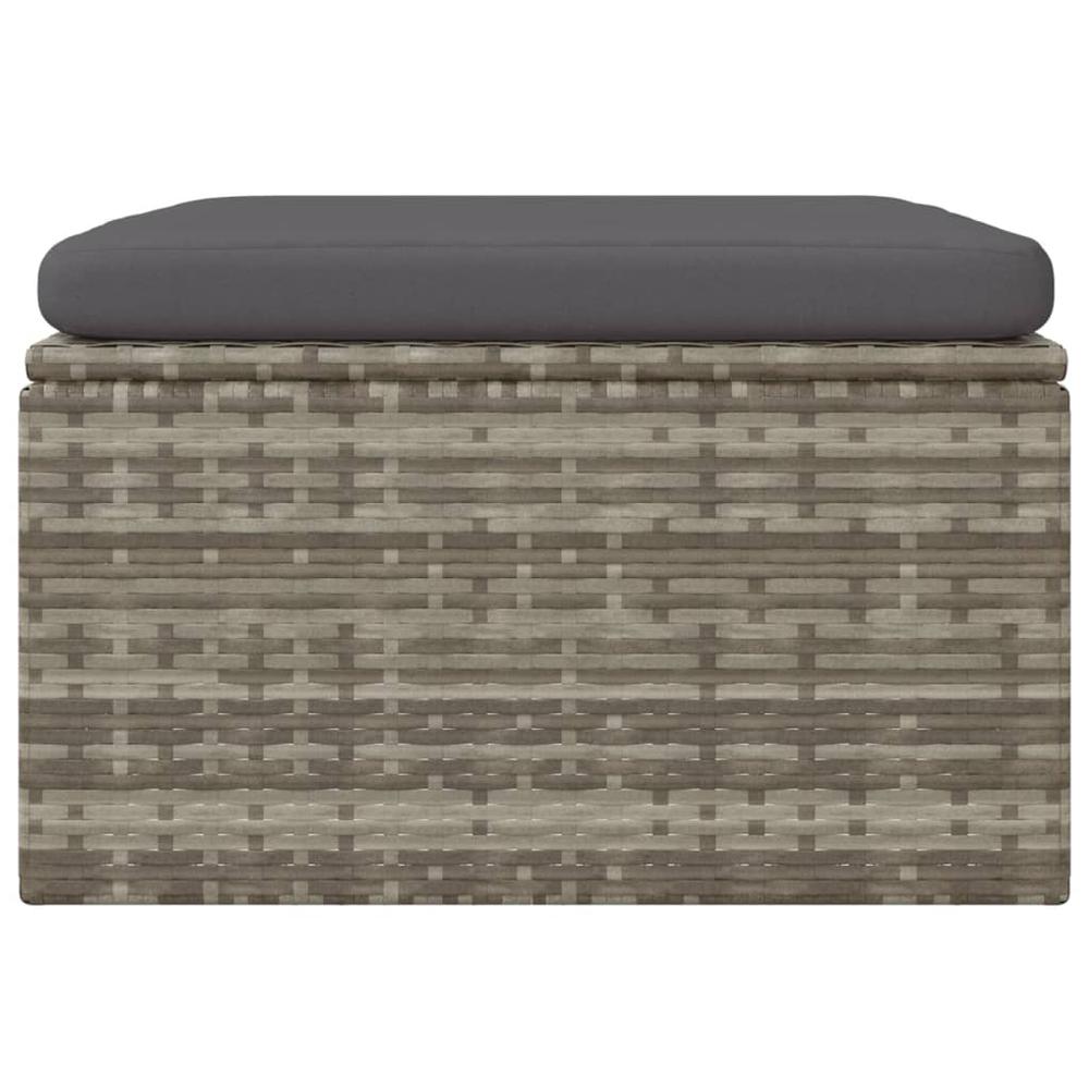 Patio Footrest with Cushion Gray 21.7"x21.7"x11.8" Poly Rattan. Picture 3