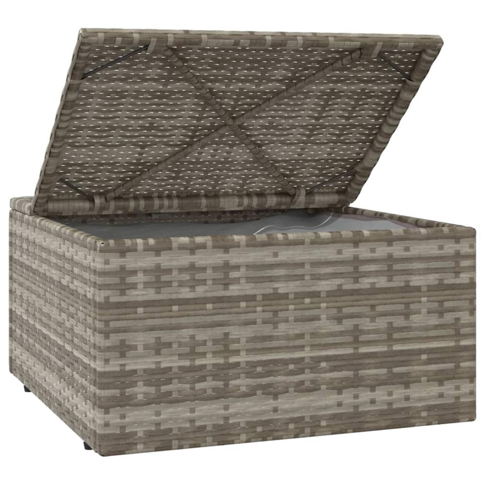 Patio Footrest with Cushion Gray 21.7"x21.7"x11.8" Poly Rattan. Picture 5