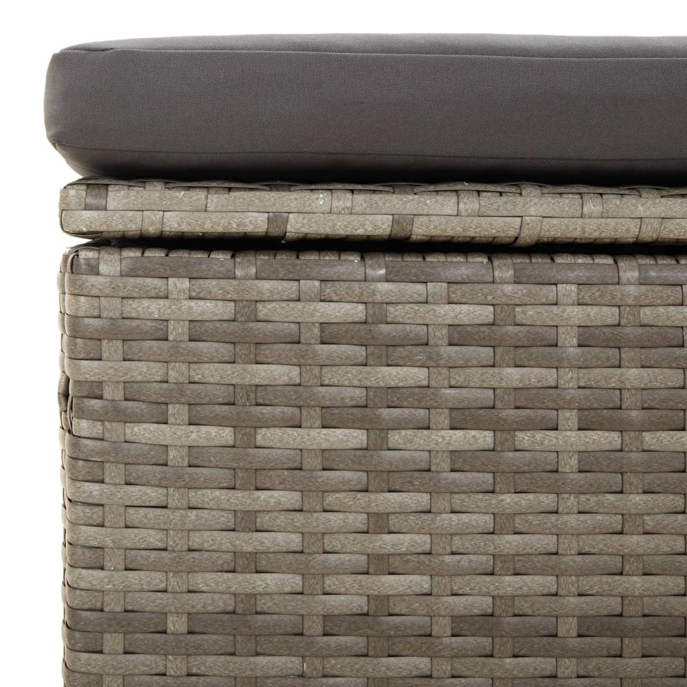Patio Footrest with Cushion Gray 21.7"x21.7"x11.8" Poly Rattan. Picture 7
