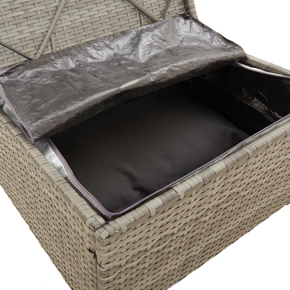 Patio Footrest with Cushion Gray 21.7"x21.7"x11.8" Poly Rattan. Picture 8