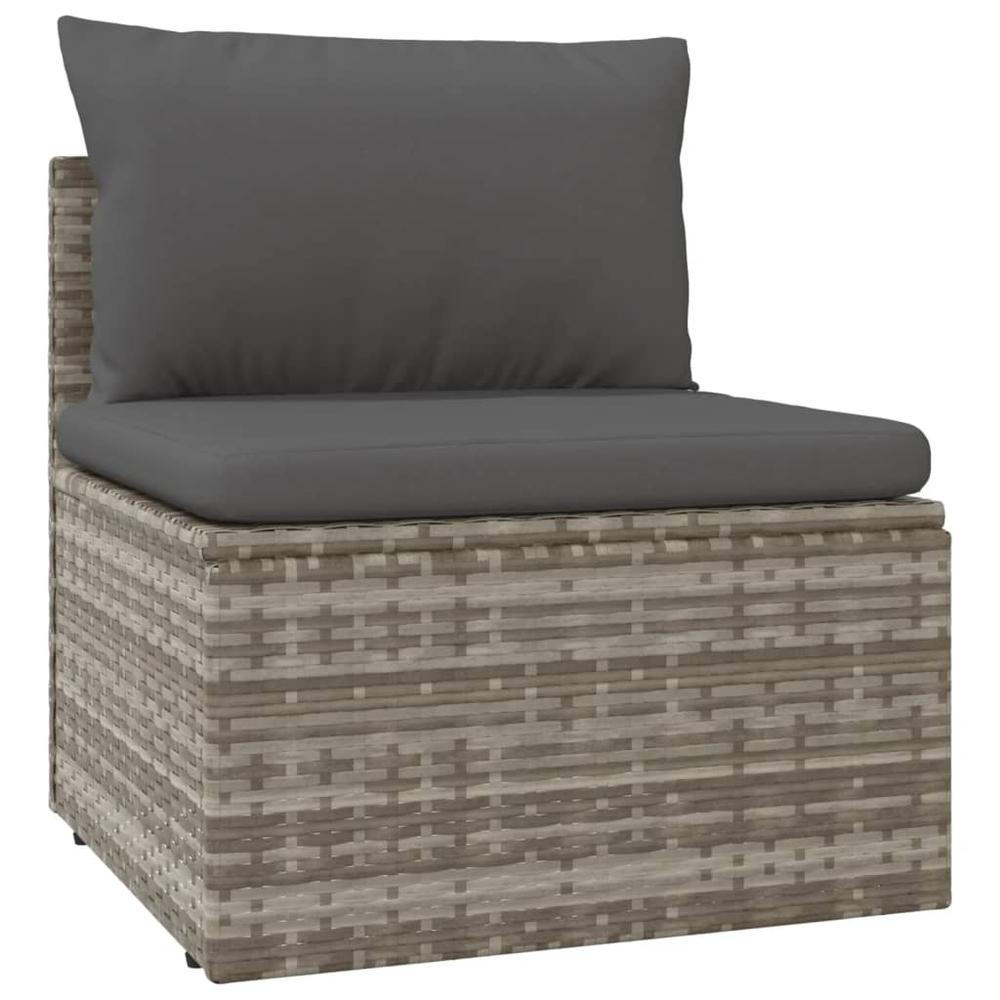 Patio Middle Sofa with Cushion Gray 22.4"x22.4"x22" Poly Rattan. Picture 1