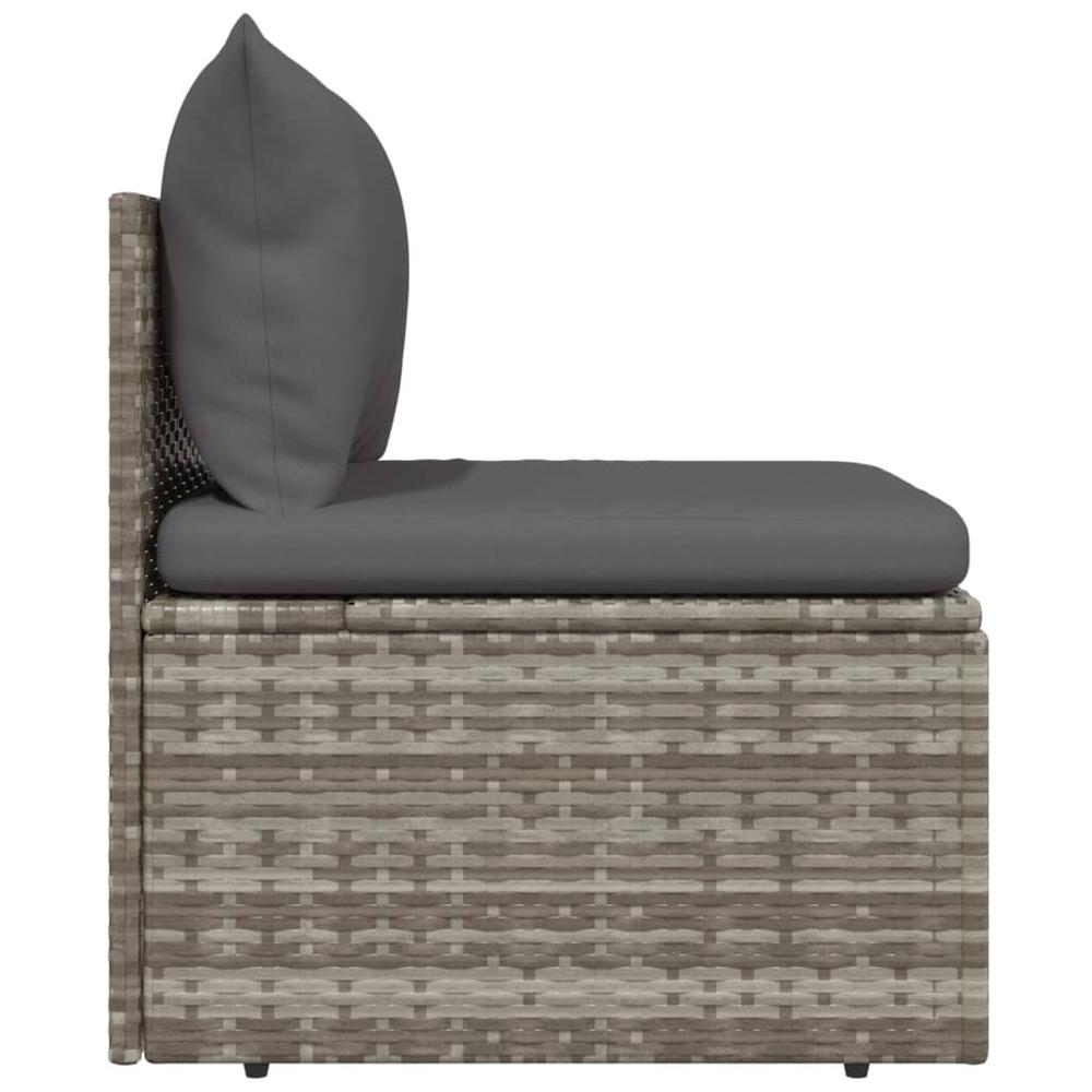 Patio Middle Sofa with Cushion Gray 22.4"x22.4"x22" Poly Rattan. Picture 4