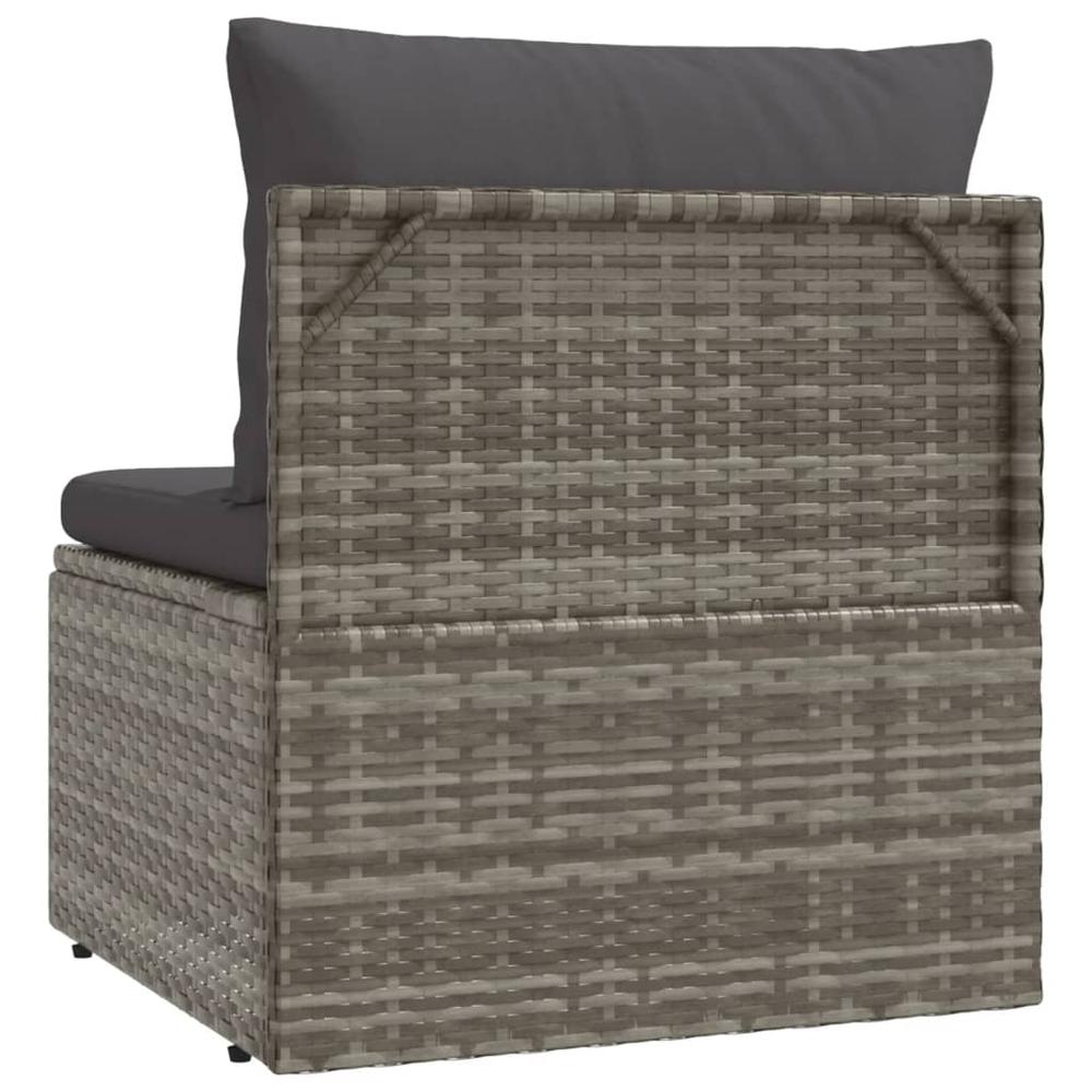Patio Middle Sofa with Cushion Gray 22.4"x22.4"x22" Poly Rattan. Picture 5