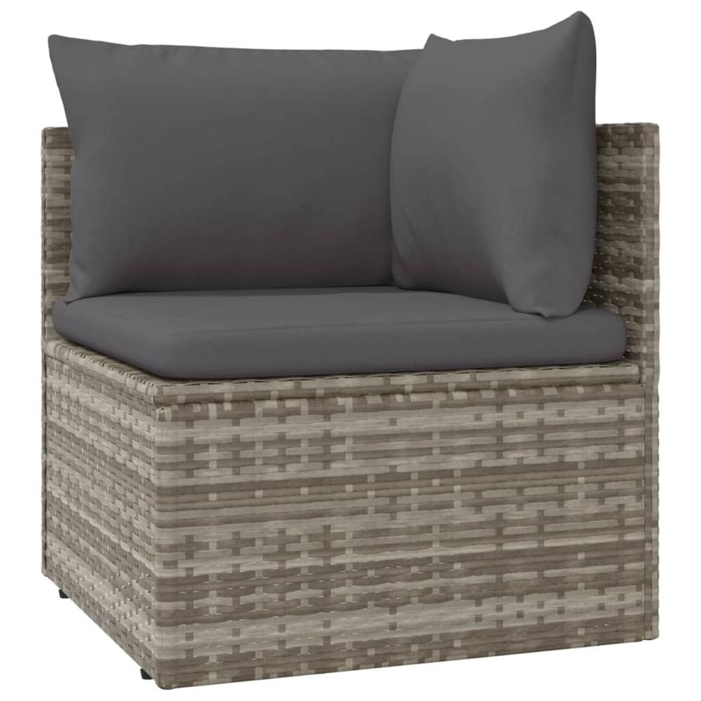 Patio Corner Sofa with Cushion Gray 22.4"x22.4"x22" Poly Rattan. Picture 1