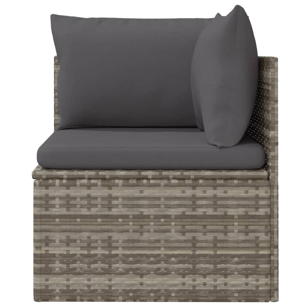 Patio Corner Sofa with Cushion Gray 22.4"x22.4"x22" Poly Rattan. Picture 3