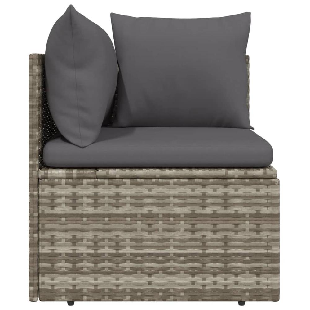 Patio Corner Sofa with Cushion Gray 22.4"x22.4"x22" Poly Rattan. Picture 4