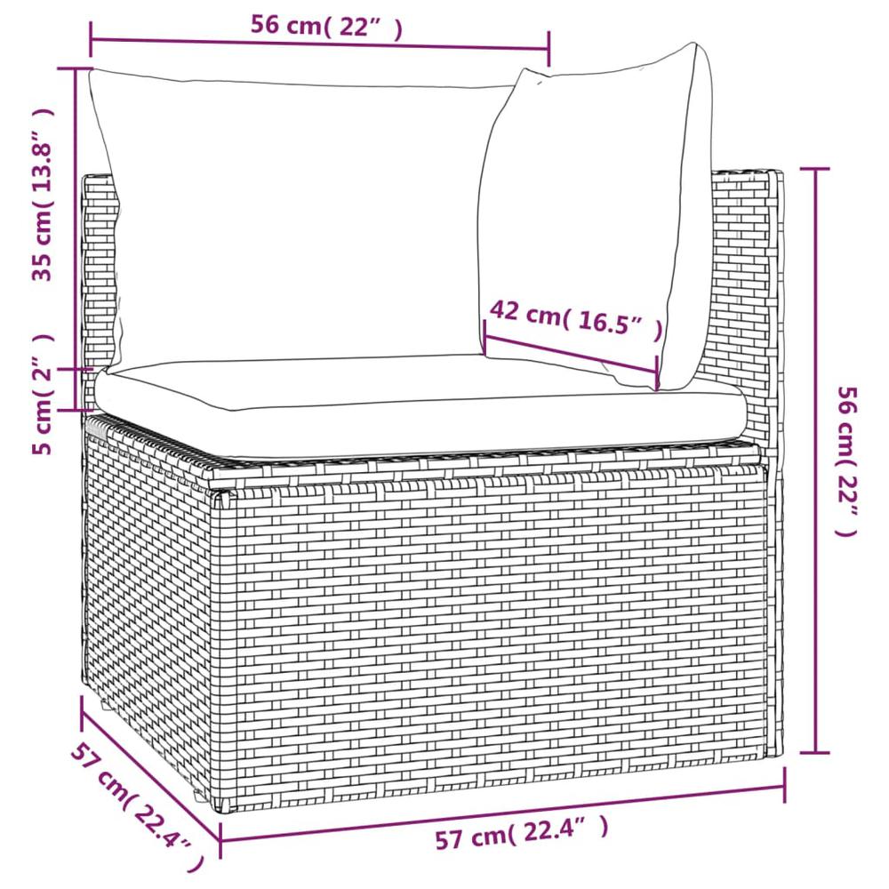Patio Corner Sofa with Cushion Gray 22.4"x22.4"x22" Poly Rattan. Picture 10