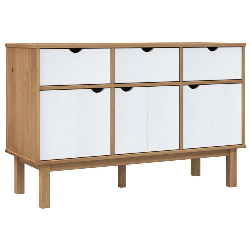 Sideboard OTTA Brown and White 44.9"x16.9"x28.9" Solid Wood Pine. Picture 1