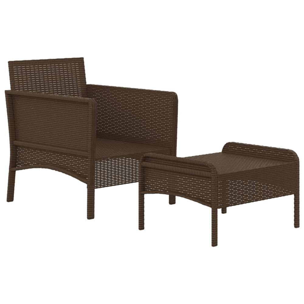 2 Piece Patio Lounge Set with Cushions Brown Poly Rattan. Picture 3
