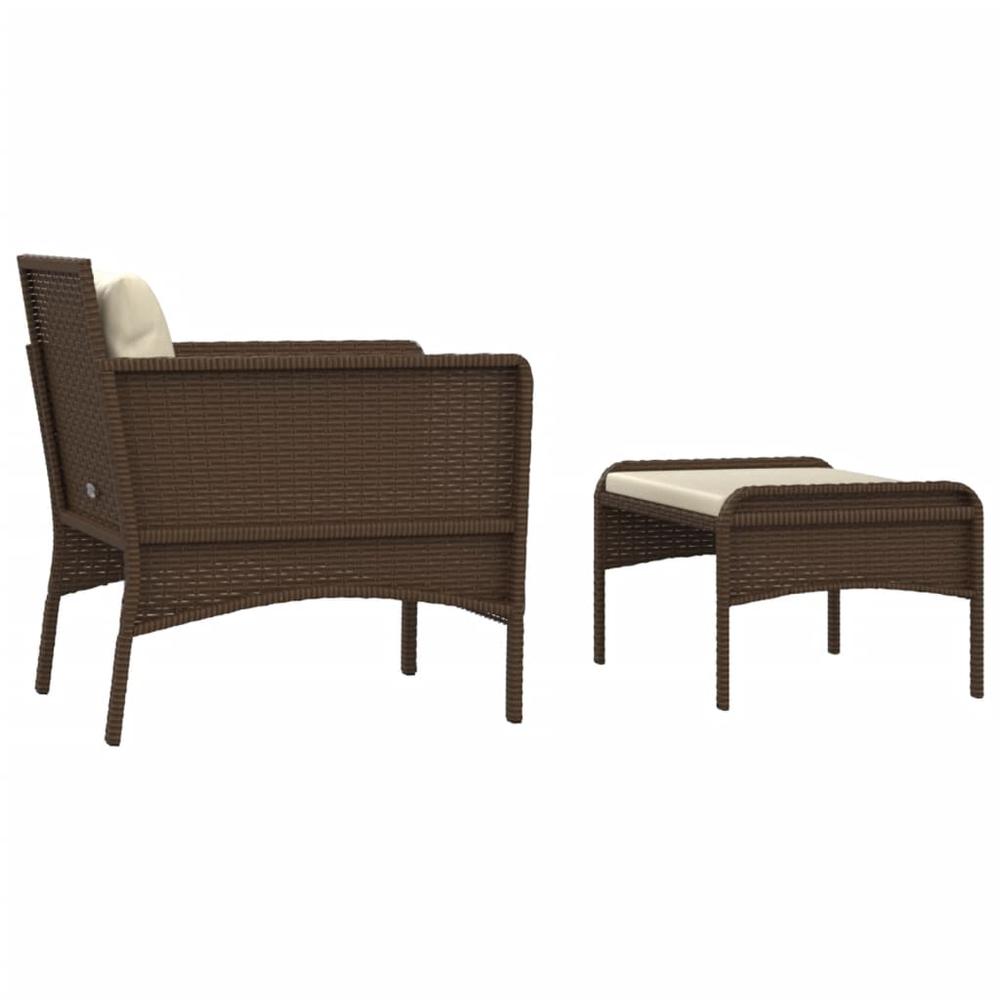 2 Piece Patio Lounge Set with Cushions Brown Poly Rattan. Picture 4
