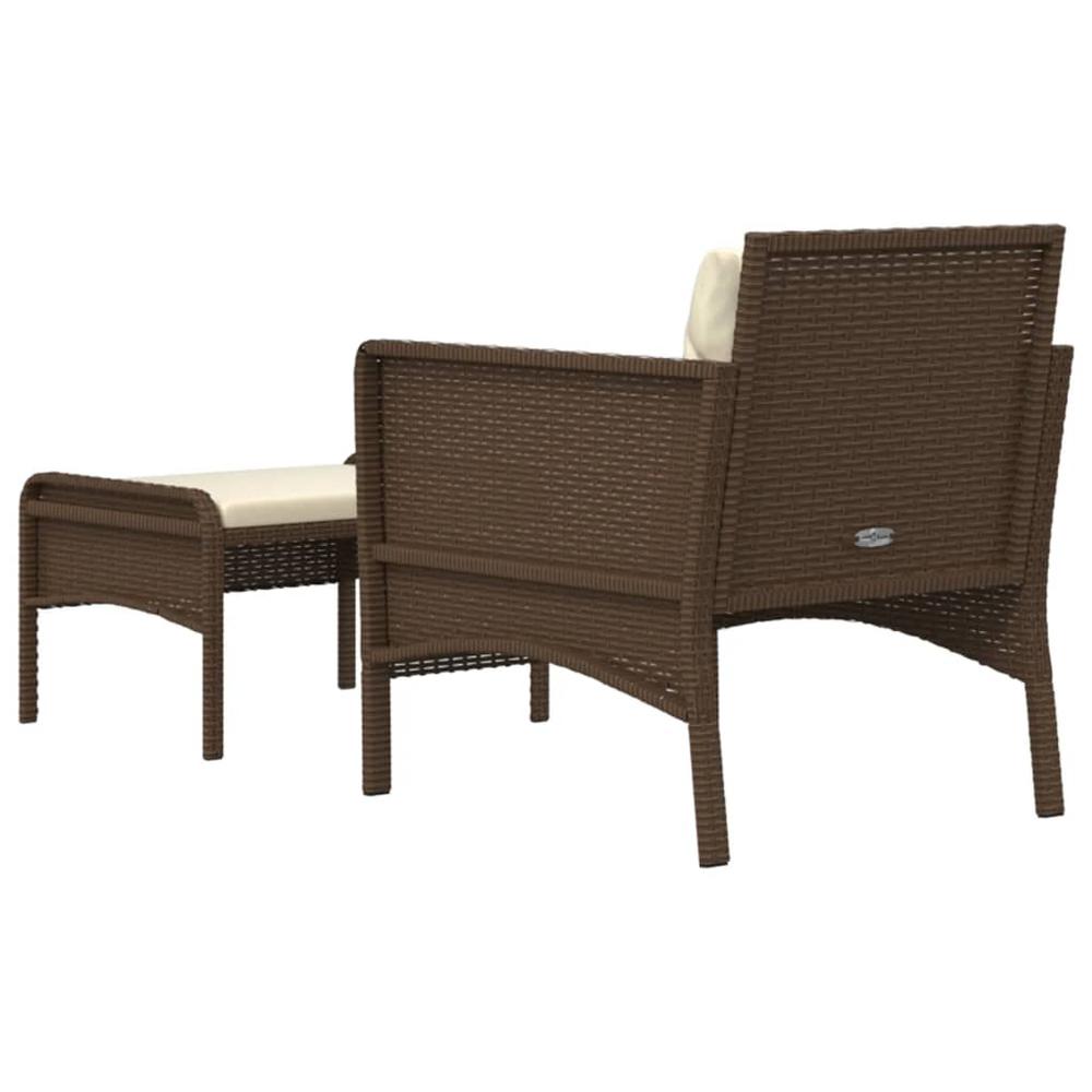 2 Piece Patio Lounge Set with Cushions Brown Poly Rattan. Picture 5